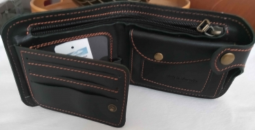 Brieftasche echtes Leder in schwarz      praktisch, stilbewusst und langlebig   Motiv: Pferdekopf